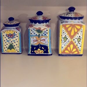 *SOLD* Talavera Mexican Pottery Kitchen Canisters